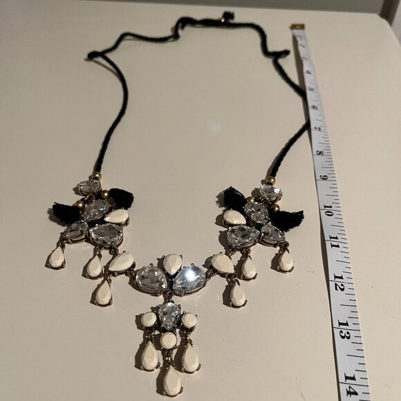 J Crew Rhinestone Beaded String Tie Necklace. 14" Adjustable. Gently Used. - Picture 3 of 3